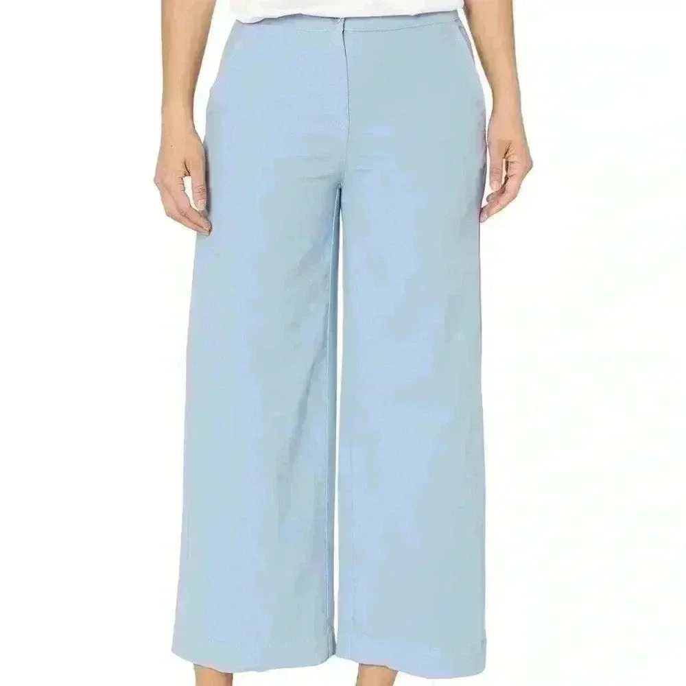 Eileen Fisher | Organic Cotton Blend Wide Leg, High Rise Pants, Color: Haze